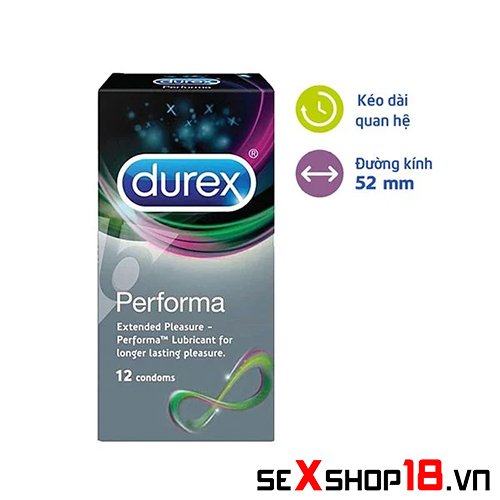 Bao cao su Durex Performa kéo dài thời gian - Chính hãng hộp 12 cái (BCS15) 3 Bao cao su Performa Durex mua ở đâu