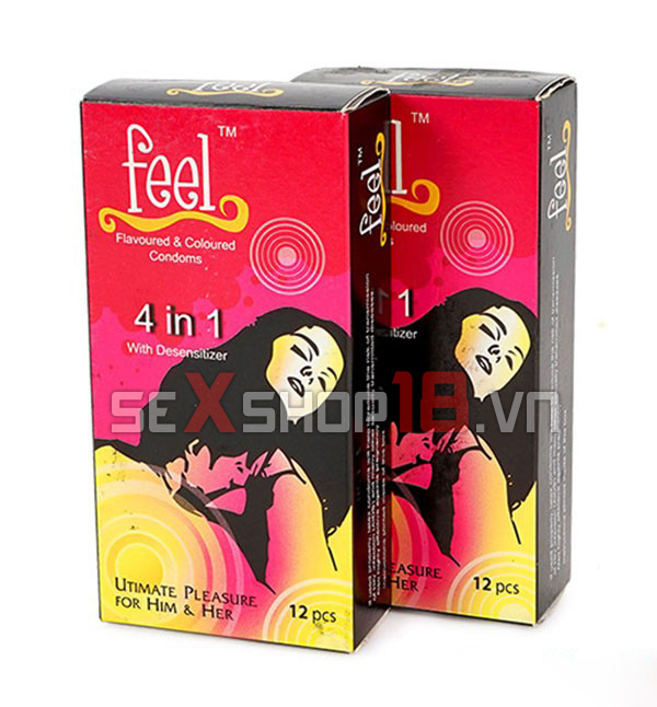 Bao Cao Su Feel 4 in 1 Kéo Dài Quan Hệ (Hộp 12 Cái) 2 bao cao su feel 4 in 1