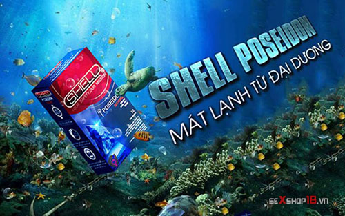 Bao Cao Su Shell Poseidon – Gân Sọc Bạc Hà Mát Lạnh 2 bao cao su shell