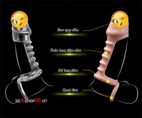 Bao Đôn Đầu Hình Xương Cá Có Quai Đeo Bìu (BD32) 2 Bao đôn dương vật hình xương cá có quai đeo bìu nơi bán uy tín