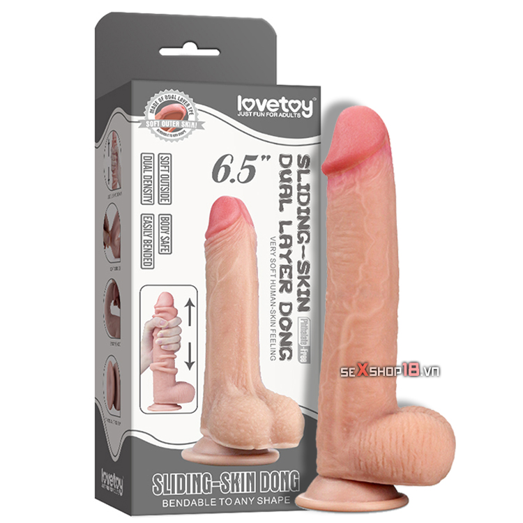Dương vật giả silicone Lovetoy 2 lớp siêu mềm mại có đế gắn tường (DV80) 15 duong vat gia 2 lop lovetoy mem mai 1
