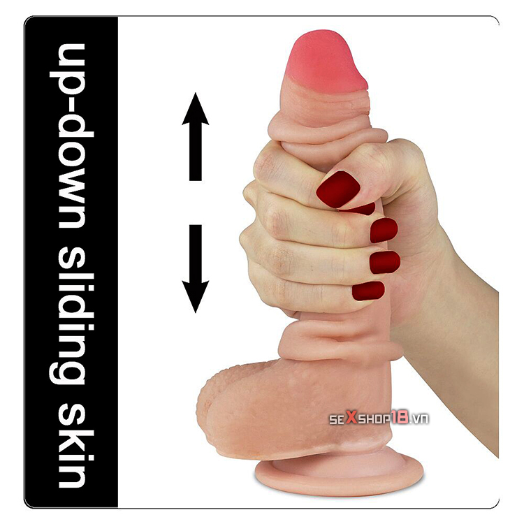 Dương vật giả silicone Lovetoy 2 lớp siêu mềm mại có đế gắn tường (DV80) 4 Dương vật giả silicone Lovetoy giá tốt tại TPHCM