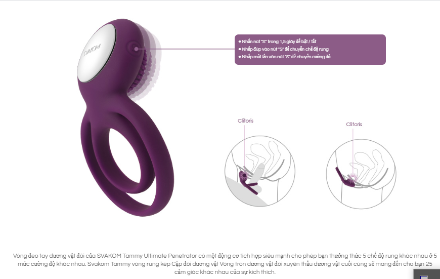Vòng đeo dương vật cao cấp Svakom Tammy 5 chế độ rung (G90J) 4 Vòng Đeo Dương Vật Cao Cấp Svakom Tammy (DC90J)