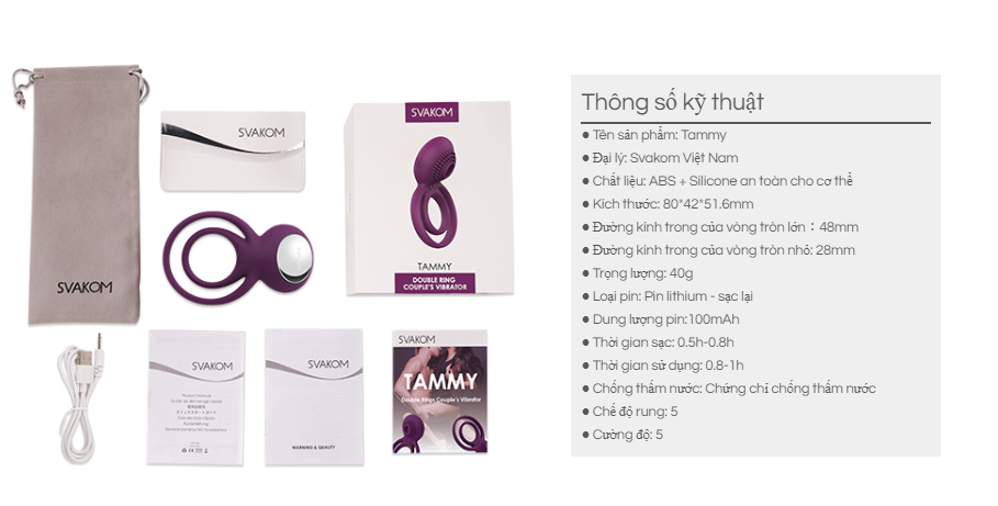 Vòng đeo dương vật cao cấp Svakom Tammy 5 chế độ rung (G90J) 3 Vòng đeo dương vật cao cấp Svakom Tammy mua ở đâu