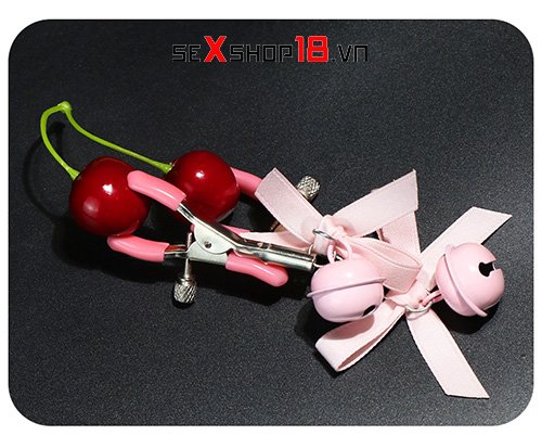 Bộ kẹp vú kèm chuông đính nơ dễ thương (BZ09E) 12 Bộ kẹp vú kèm chuông đính nơ dễ thương dành cho thể loại bdsm