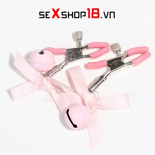 Bộ kẹp vú kèm chuông đính nơ dễ thương (BZ09E) 3 Bộ kẹp vú kèm chuông đính nơ dễ thương giá rẻ