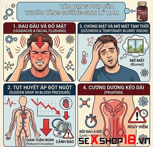 Uống thuốc tăng cường sinh lý nam có sao không? Góc nhìn y khoa 2 Uống thuốc tăng cường sinh lý nam có sao không và các tác dụng phụ của thuốc