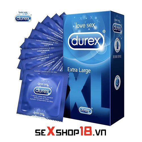 Bao cao su Durex Extra Large XL size lớn (XL12) được làm từ cao su thiên nhiên (natural latex) 100% được tinh chế lại, khử mùi cao cu hoàn toàn