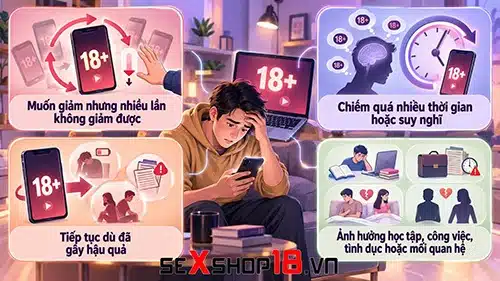 Xem sex nhiều có bị làm sao không? Khi nào thực sự đáng lo? 3 Xem sex nhiều có bị làm sao không và biểu hiện lệ thuộc