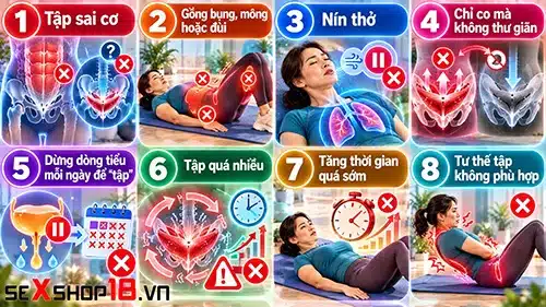Bài tập Kegel cho nam và nữ: 7 bước tập cơ bản đúng kỹ thuật 5 Bài tập Kegel cho nam và nữ gồm các lỗi tập sai