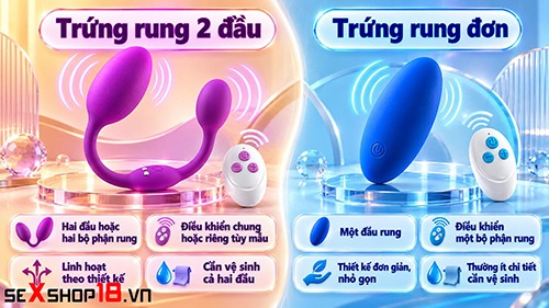 Trứng rung 2 đầu là gì? Cách dùng cho cá nhân và cặp đôi 3 trứng rung 1 đầu và trứng rung 2 đầu là gì